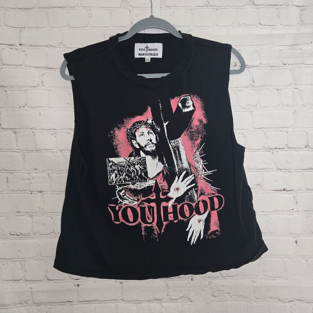 YouThood 'carry the cross' black Jesus tank top  XL  goth Streetwear Punk Grunge